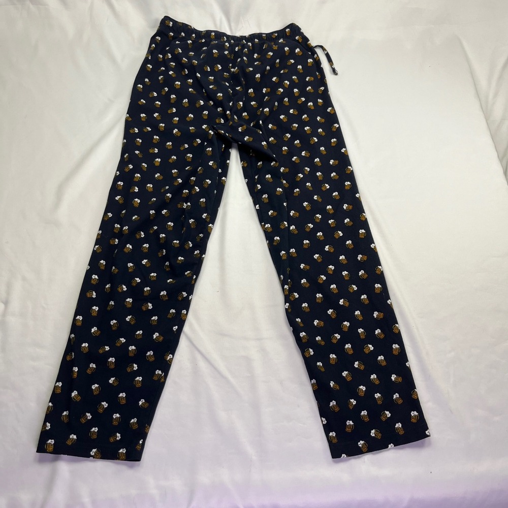 No Boundaries Pajama Pants Black Beer Mug Print Relaxed Lounge Medium 32-34